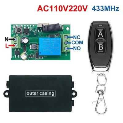 Dry Contact Remote Control Switch 433MHz 1CH Relay Module AC 110V 220V 10A 