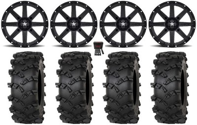 MSA Clutch 14'' Wheels Black 30'' Outlaw M/T Tires Kawasaki Brute Force IRS