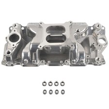 Polished Air Gap Dual Plane Intake Manifold For 55-95 Chevy Small Block Sbc 350
