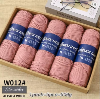 Alpaka Wolle Alpaca 5 x 100g 500g NS 4-5mm Strickgarn weich zum Stricken altrosa