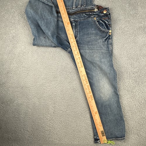 Y2K Sean John Jean Women's Denim Jean Overalls Studded Leather Straps Boho RARE - Picture 6 of 19