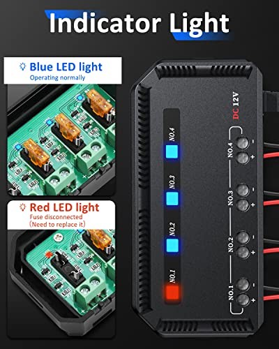  12V Fuse Block, Universal 20A Motorcycle Fuse Relay Box Kit with LED Warning 