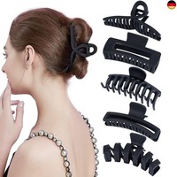 Kavya 5 Pcs Haarklammer Groß Dickes Haar, Rutschfest Haarklammern Schwarz Matt