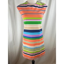 Kate Spade New York Multi Color Striped Sleeveless Shift Dress Size 0 Mini Zip