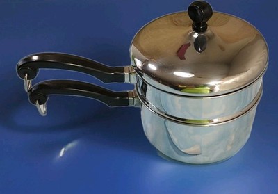 VTG Farberware 2 Qt Aluminum Clad Stainless Saucepan With Steamer insert and Lid