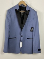NWT 228 EXPRESS - Mens 38L Slim - Blue Black Tuxedo Blazer Jacket