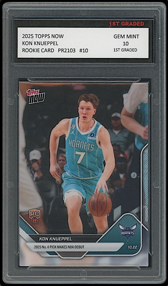 Kon Knueppel 2025-26 Topps Now Charlotte Hornets Rookie Card 1st Graded 10
