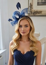 Navy Blue Fascinator Alice Hair Band Races Weddings Ascot Garden Party Hair