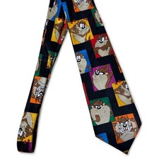 VTG 1993 Official Colorblock Looney Tunes Mania Tasmanian Devil Multicolour Tie