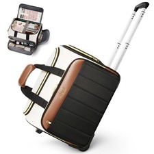 Rolling Craft Bag with Wheels, All-in-One Rolling Scrapbook Tote No Installat...