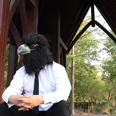 Black Eagle Mask Novelty Latex Hawk Mask Closed Mouth Eagle Head Mask Animal Cos