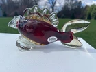 New ListingBlenko Glass Large Minnow  Fish  7” Long Stripes Drizzle in Fins ~Brand New~
