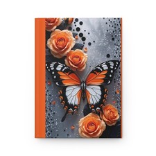 Orange Monarch Butterfly Journal  Floral Hardcover Notebook