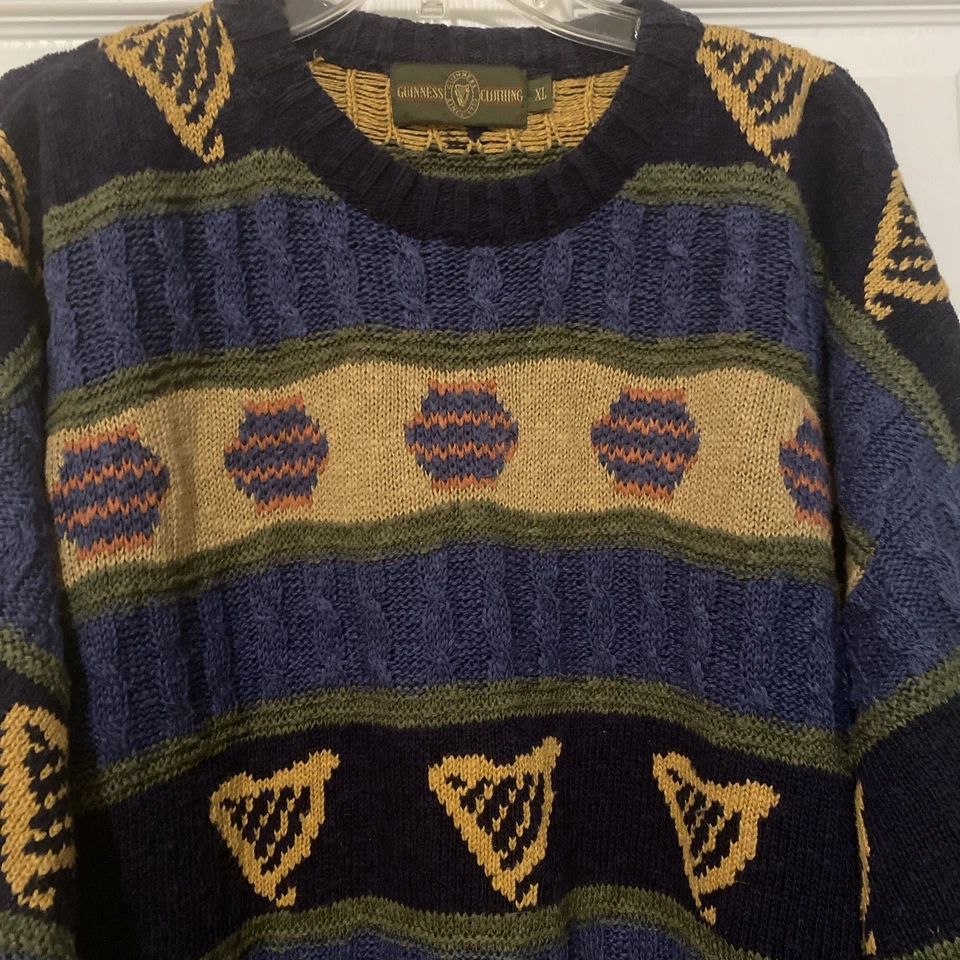 Suéter Guinness Clothing Para Hombre Logo Irlandés Cuello Redondo Tejido Pullover XXL Foto 3 de 4