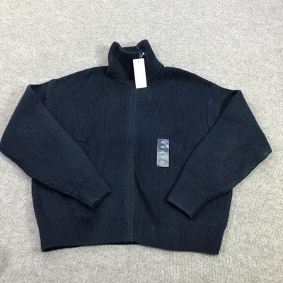 Uniqlo Sweater Cardigan Womens XXL Navy Souffle Yarn Full Zip High