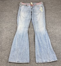 True Religion Jeans Womens 29 Blue Joey Flare Made in USA Low Rise Flap Pockets