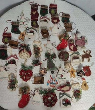 Huge Lot Prim Primitive Rustic Christmas Tree Ornaments 37 Full Tree Country