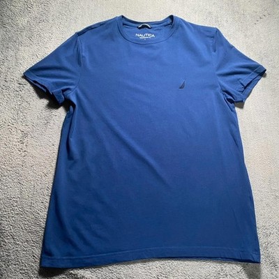 Nautica Shirt Herren Large blau Performance Tee Rundhals Stretch sportlich Freizeit