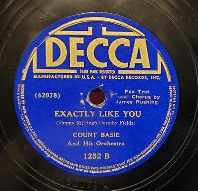 SCHELLACK Count Basie Orchestra Boogie Woogie / Exactly Like You Decca