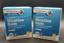 2 Boxes- WALGREENS NICOTINE GUM 2MG ORIGINAL-110 PCS EACH - Exp 01/2027