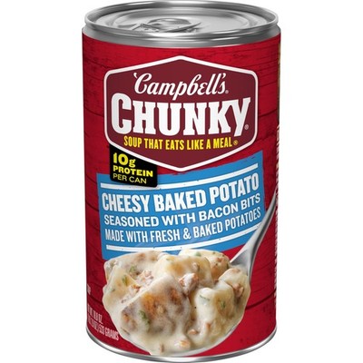 Campbells Chunky Soup, Baked Potato with Cheddar and Bacon Bits Soup, 18.8 Oz Ca