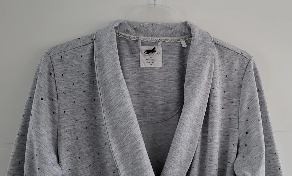 Damen Bademantel Grau Größe L Schalkragen Gürtel Taschen Lingerie C&A - Bild 3 von 4
