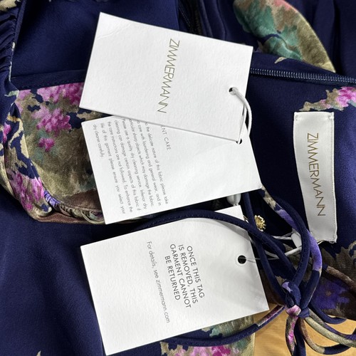 Zimmerman Halter Mini Dress Navy Bouquet Floral Size AUS 4 US 12 Brand New Tags - Picture 5 of 16