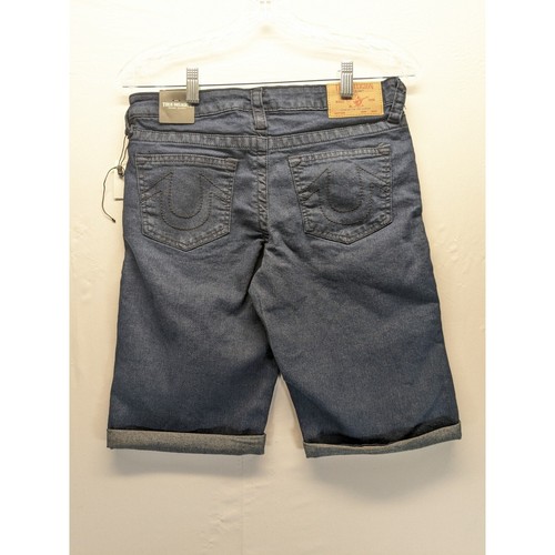 True Religion Shorts Youth Sz 14 Geno Relaxed Slim Distressed Blue Denim Raw Hem - Picture 2 of 9