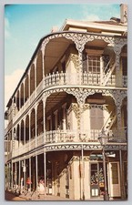 Vintage Postcard Lace Balconies French Quarter New Orleans St Peter Streets