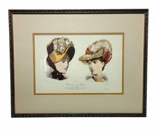 1880s Victorian Henry Petit L'Avenir de la Mode Hat Catalog Lithograph 18"x24"