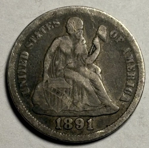 1891 Seated Liberty Dime — Circulated 🔥 Original Surfaces