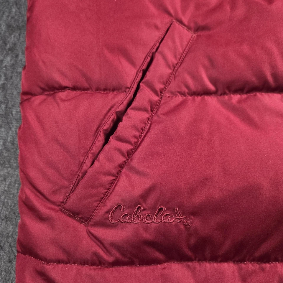 Cabela's Vest Mens Large Red Premier Northern Goose Down Puffer Quilted Snap - Image 2 of 4