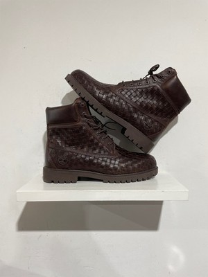 TIMBERLAND 6'' PREMIUM BOOT 'WOVEN DARK BROWN' SIZE 11.5 PREOWNED