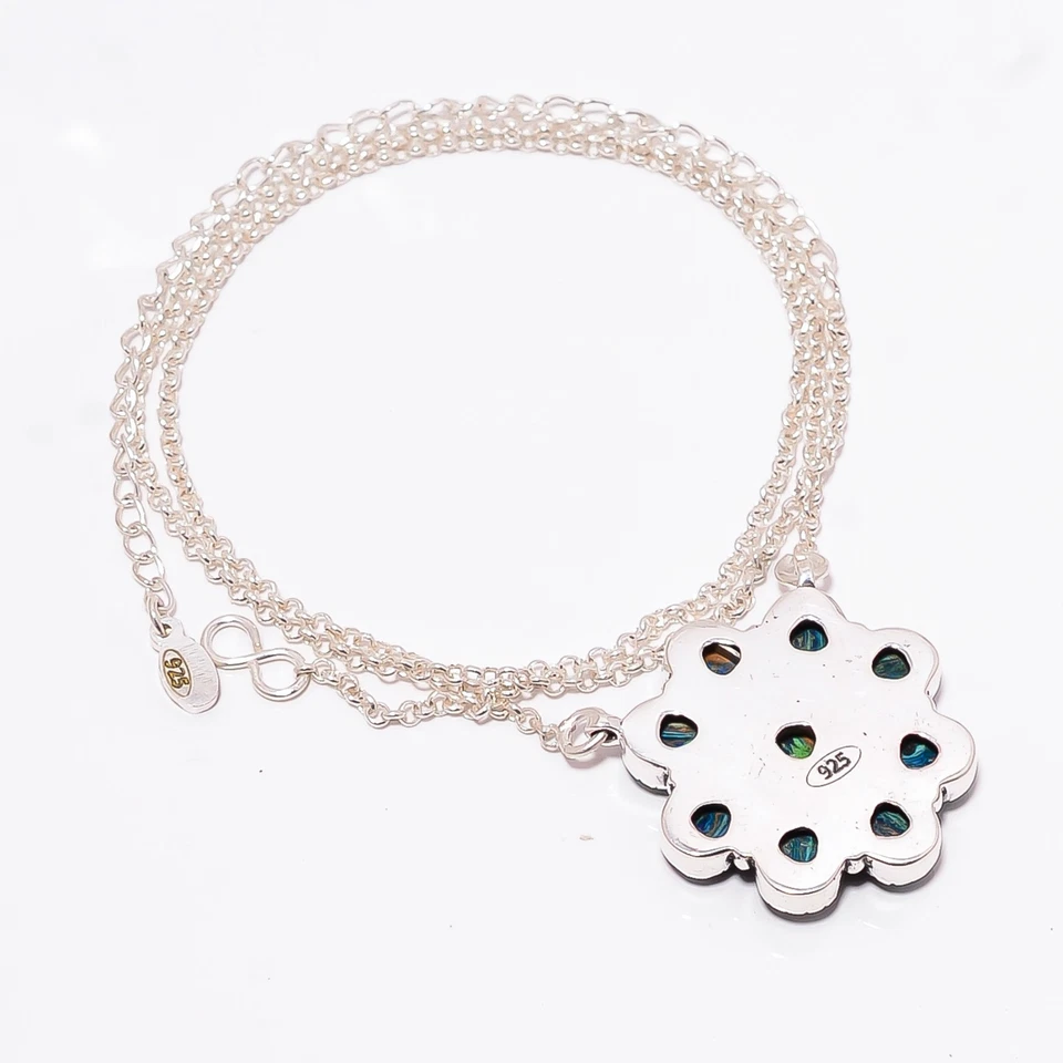 Venda de Natal pingente de prata esterlina 925 pedra calsilica arco-íris pera - Imagem 4 de 4