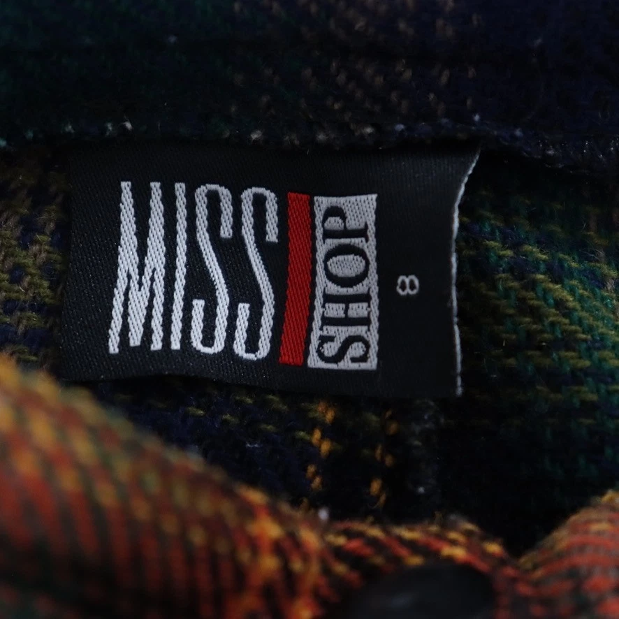 Miss Shop Vintage Tartan Wool Blend Shorts Size 8 Pockets High Waist Green Check - Image 3 of 4