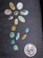 WOW  Kingman Turquoise Cabochons - 15 Pieces - Backed - 80.930 carats total