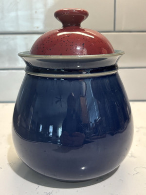 Denby-Langley Harlequin 7 height w/lid 5  at widest width, Excellent Condition