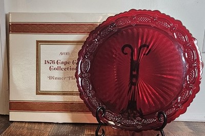 Vintage Avon Cape Cod Glass Dinner Plate Ruby Red 10 1/2'' New In Box