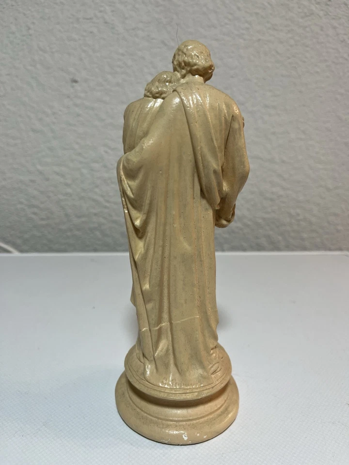 Statue plâtre Saint Joseph et Enfant Jésus signée Pieraccini P.P. étoile - Photo 3/4