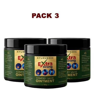 (PACK 3) Extra Strong Comfrey Ointment Traditional Ayurvedic Herbal Balm - 100gm