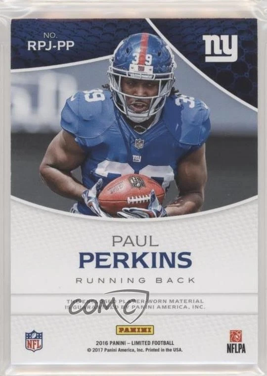 2016 Panini Limited Rookie Phenoms Jersey Spotlight Silver /49 Paul Perkins RC - Image 2 of 2