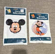 M D Industries Disney Mickey Mouse Birthday 2pc Round Helium Balloon vintage NOS