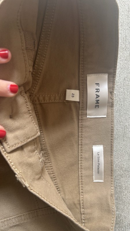 FRAME Women’s Regular Beige Solid Ankle Pants Button Closure Size 23