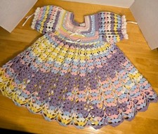 Beautiful Crocheted Baby Dress  Wonderful Pastel Colors  Great for Pictures 