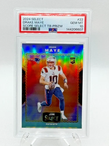 2024 Select Football Drake Maye RC Score TB Silver Prizm PSA Gem Mint 10 Pats