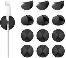 12 Pack Cable Clips, Adhesive Cord Organizer Holder for Desk Black, Removable ..