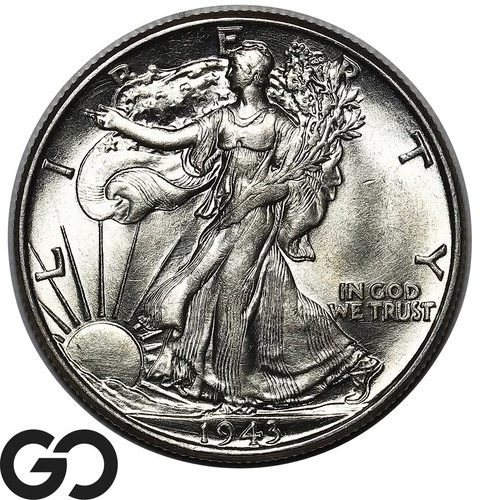 1943 Walking Liberty Half Dollar, Lustrous Gem BU++