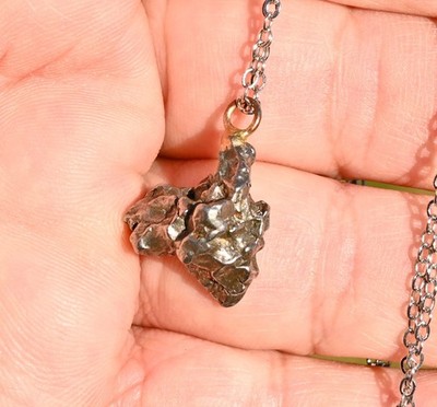 Campo Del Cielo Meteorite Pendant Necklace on a 24'' link chain,  Argentina