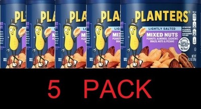 Planters LIGHTLY SALTED Mixed Nuts Peanuts Almonds Pecans 10.3 oz Can ...