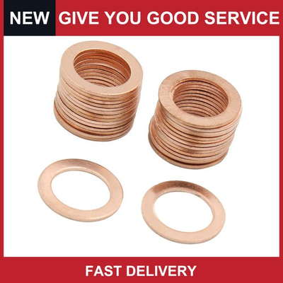 #ad Universal 14mm ID Copper Crush Flat WashersCar Engine Sealing Gaskets Pack of 30 $13.16